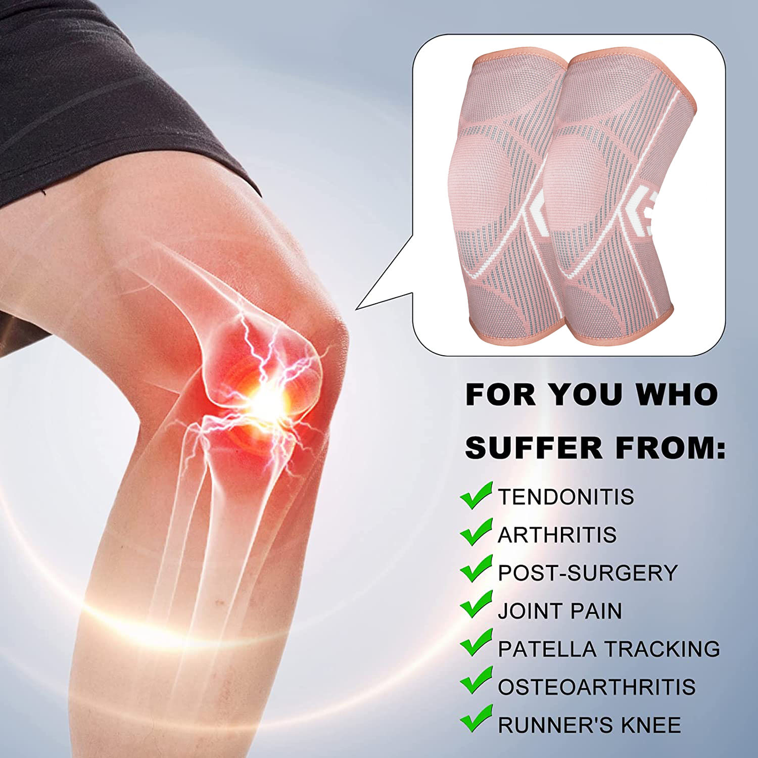AOLIKES-دعامة ضغط الركبة للنسا - مراجعة Knee Guard Hard وسعره